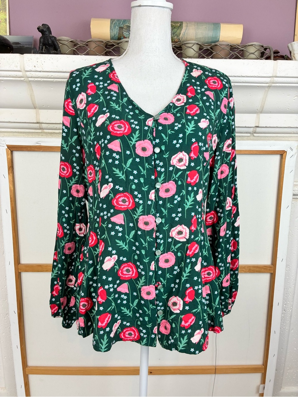 Matilda Jane Emerald Green Floral V-Neck Button Blouse